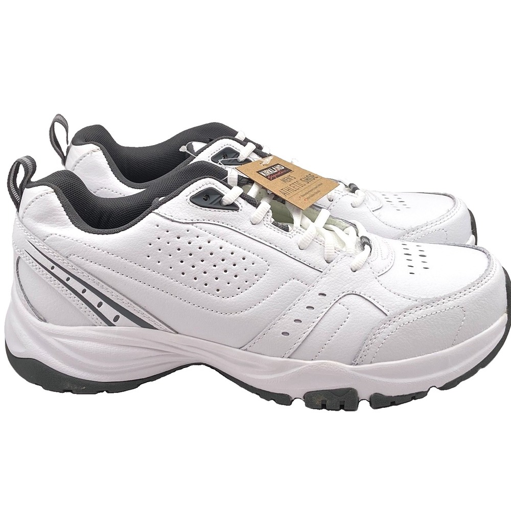 Kirkland Signature Leather Athletic Sneaker Mens Size 10 White Gray NWT Dad Walk